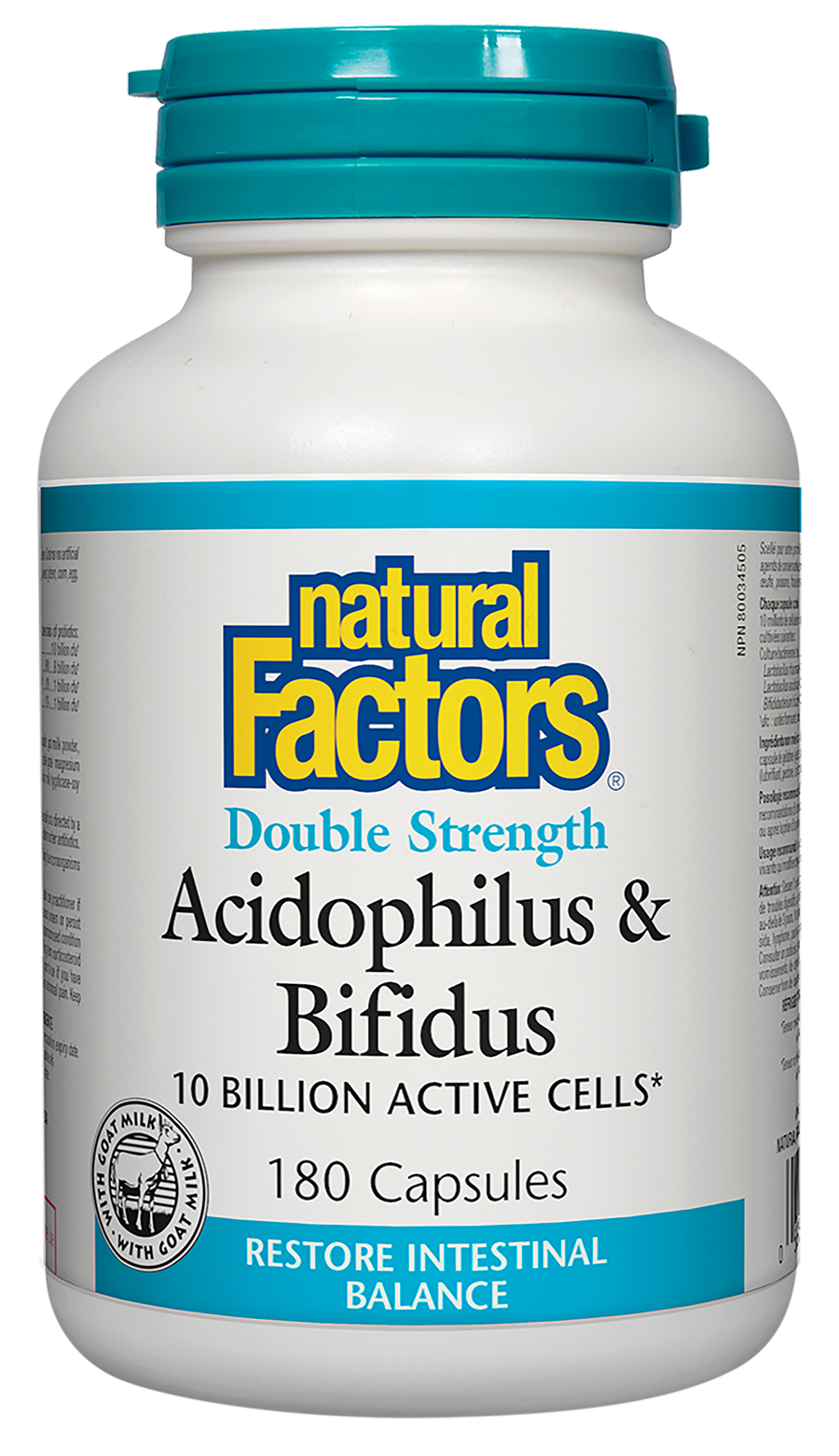 Natural Factors Acidophilus & Bifidus Double Strength 10B 180 Capsules
