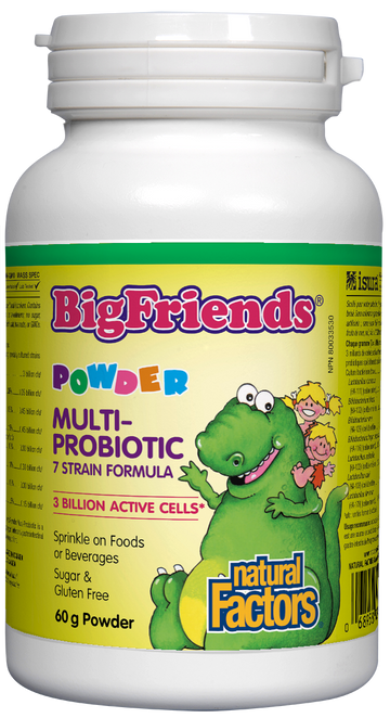 Natural Factors Powder Multiprobiotic 7 Strain Formula 3 Billion Active Cells, Big Friends 60g Powder