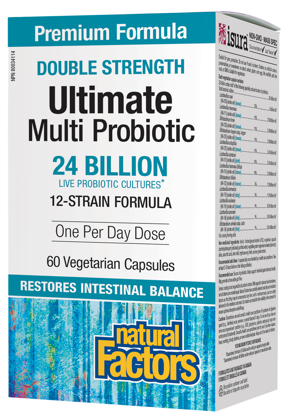 Natural Factors Ultimate Multi Probiotic Double Strength 24 Billion 60 Veg. Capsules