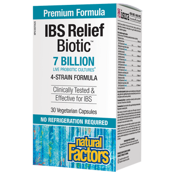 Natural Factors IBS Relief Biotic 7 Billion Live Probiotic Cultures 30 Veg. Capsules