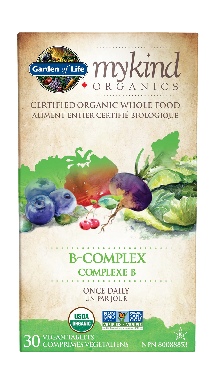 Garden of Life - mykind Organics - Vitamin B-Complex Once Daily 30 Veg. Tablets