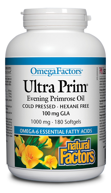 Natural Factors Ultra Prim Evening Primrose Oil 1000 mg, OmegaFactors 180 Softgels