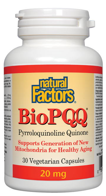 Natural Factors BioPQQ Pyrroloquinoline Quinone 20 mg 30 Veg. Capsules