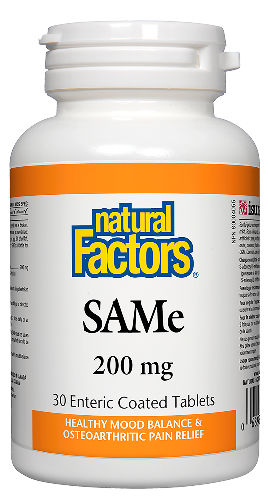 Natural Factors SAMe 200 mg 30 Enteric Coated Tablets