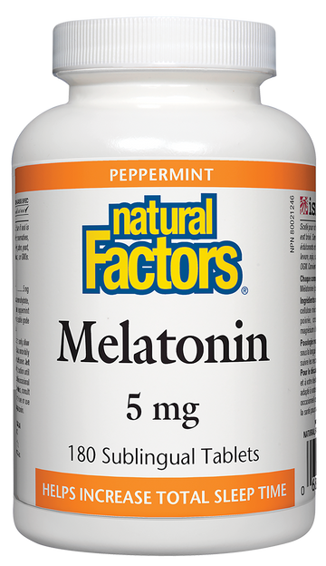 Natural Factors Melatonin 5 mg, Peppermint 180 Sublingual Tablets