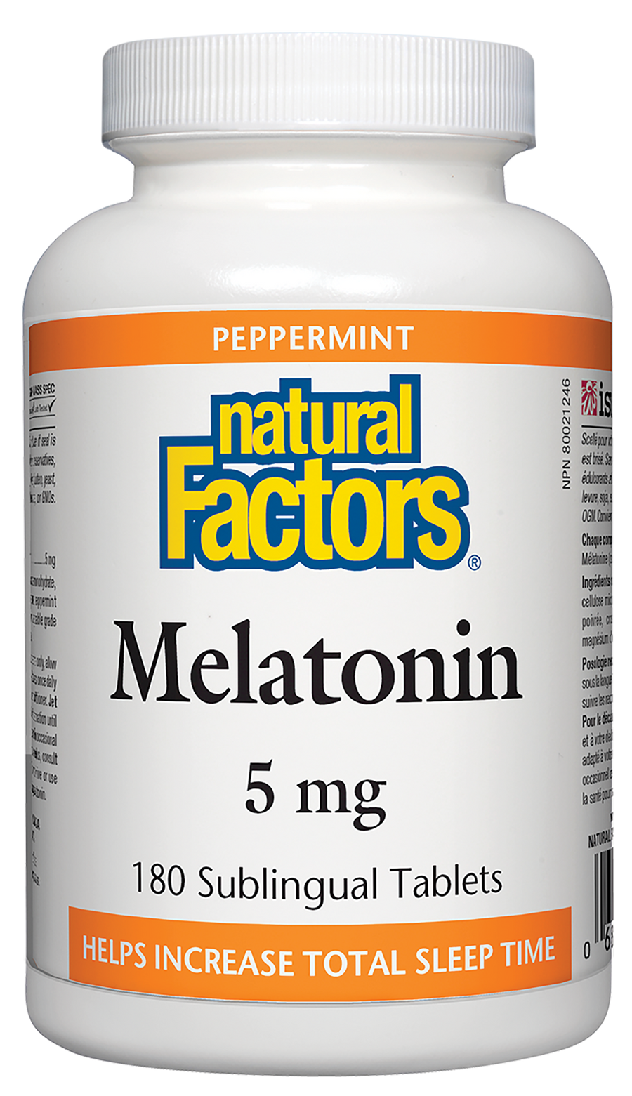 Natural Factors Melatonin 5 mg, Peppermint 180 Sublingual Tablets