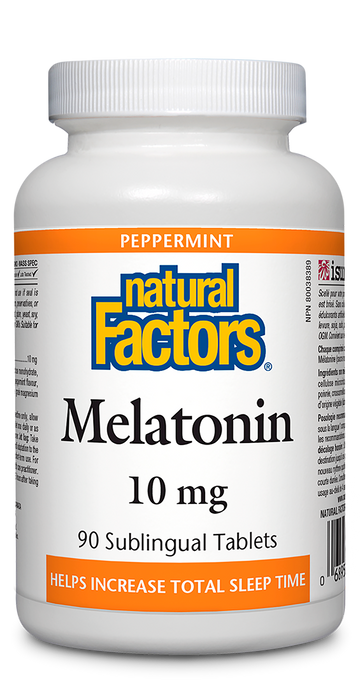 Natural Factors Melatonin 10 mg, Peppermint 90 Sublingual Tablets