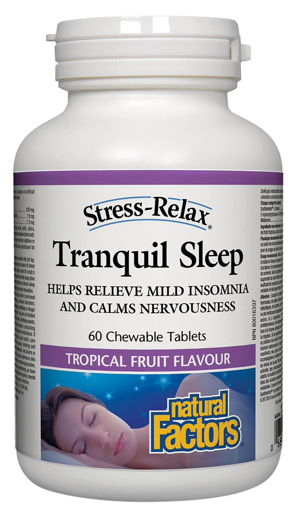 Natural Factors Tranquil Sleep Tropical Fruit Flavour 60 Chewable Tablets