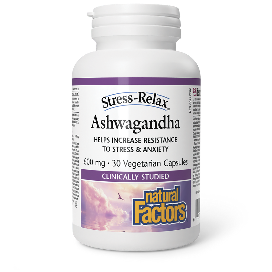 Natural Factors Stress-Relax Ashwagandha 600 mg Veg. Capsules