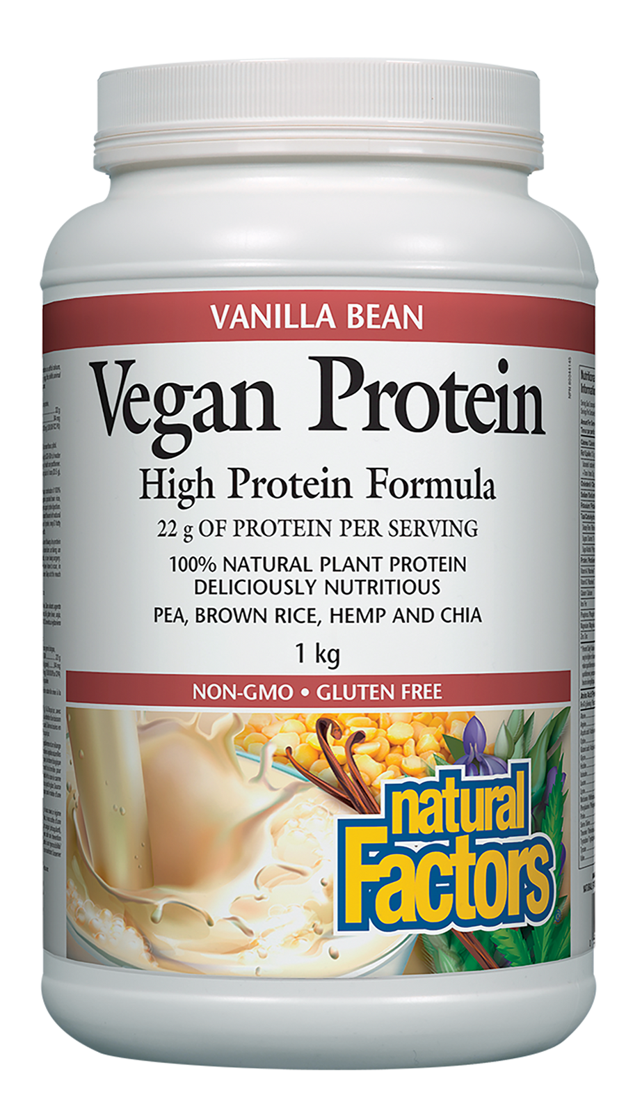 Natural Factors Vegan Protein, Vanilla Bean 1 kg Powder
