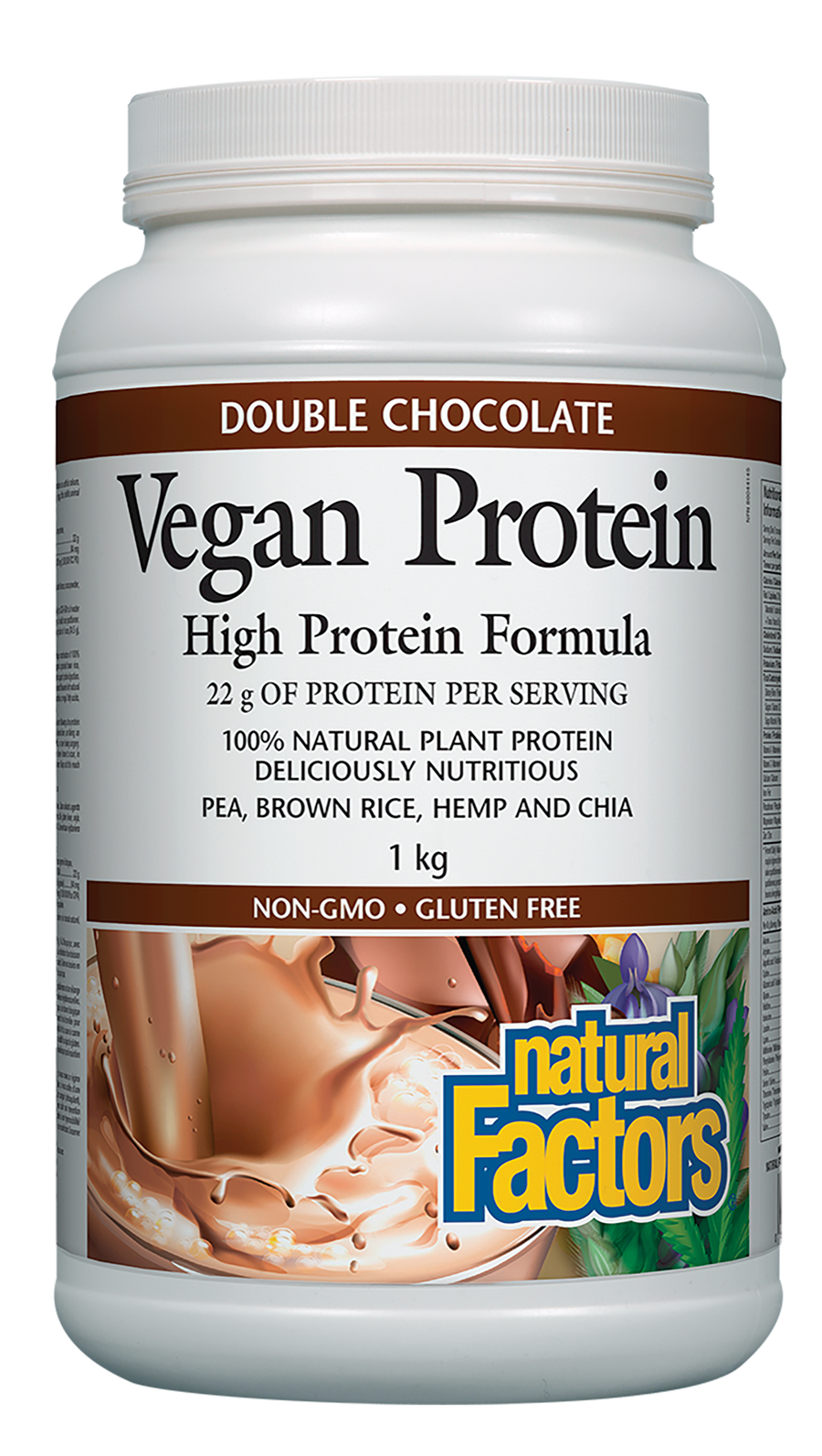 Natural Factors Vegan Protein, Double Chocolate 1 kg Powder