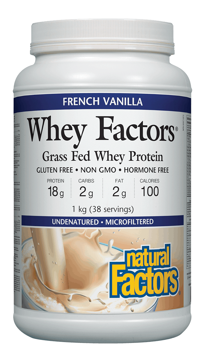 Natural Factors Whey Protein 1kg Powder French Vanilla