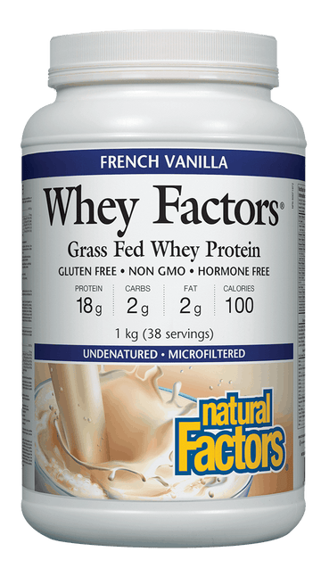 Natural Factors Whey Factors Protein 1kg Powder French Vanilla