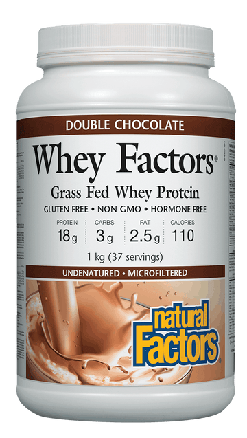 Natural Factors Whey Factors 100% Natural Whey Protein 1kg Powder Double Chocolate