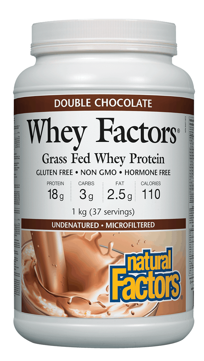Natural Factors Whey Factors® 100% Natural Whey Protein 1kg Powder Double Chocolate