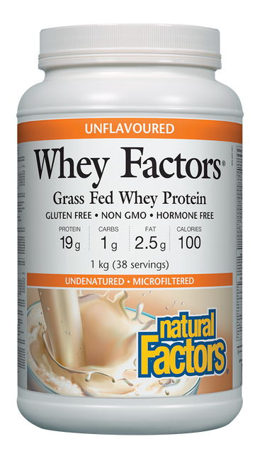 Natural Factors Whey Factors 100% Natural Whey Protein 1kg Powder Unflavoured
