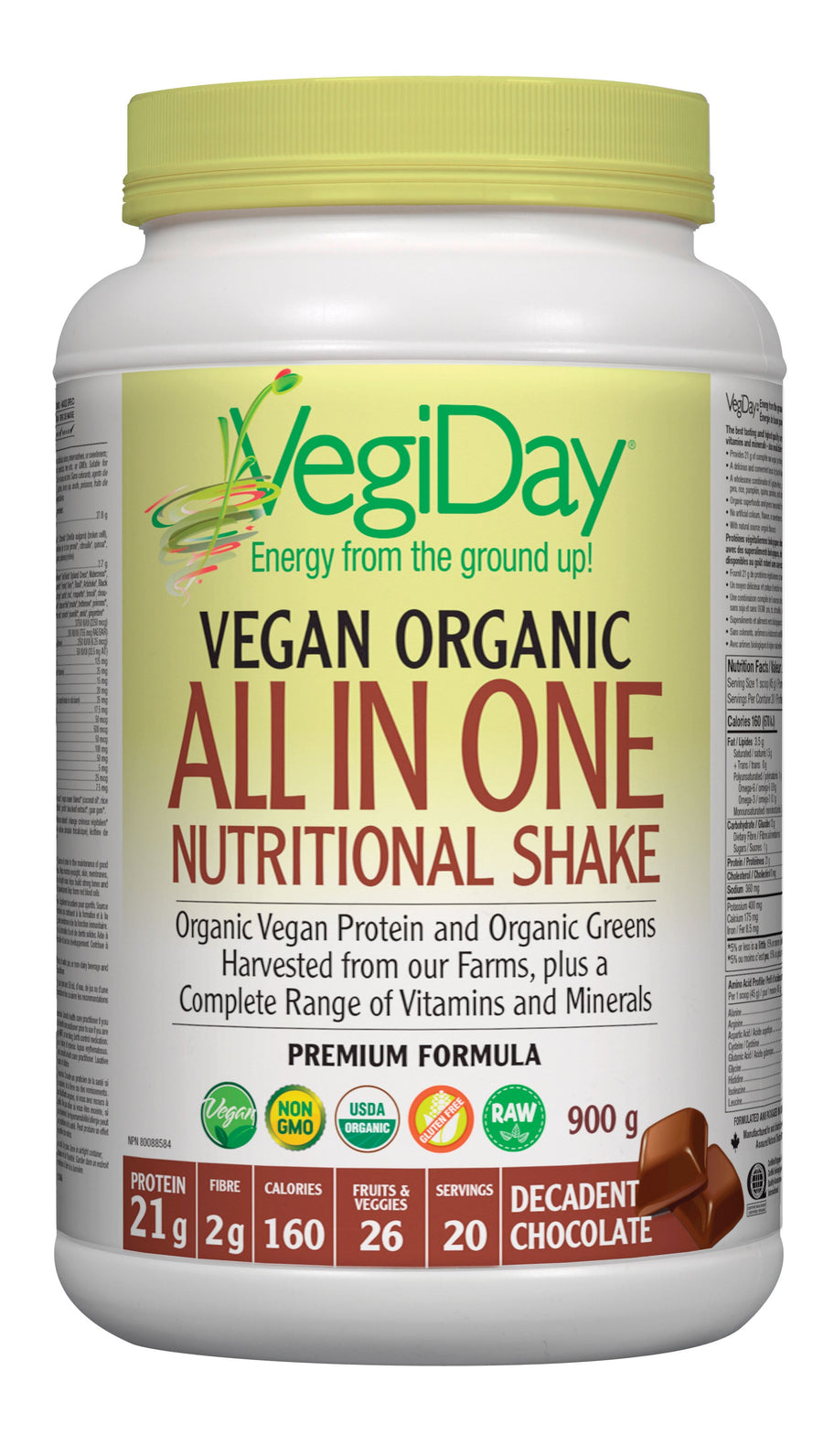 VegiDay Vegan Organic ALL IN ONE Nutritional Shake powder