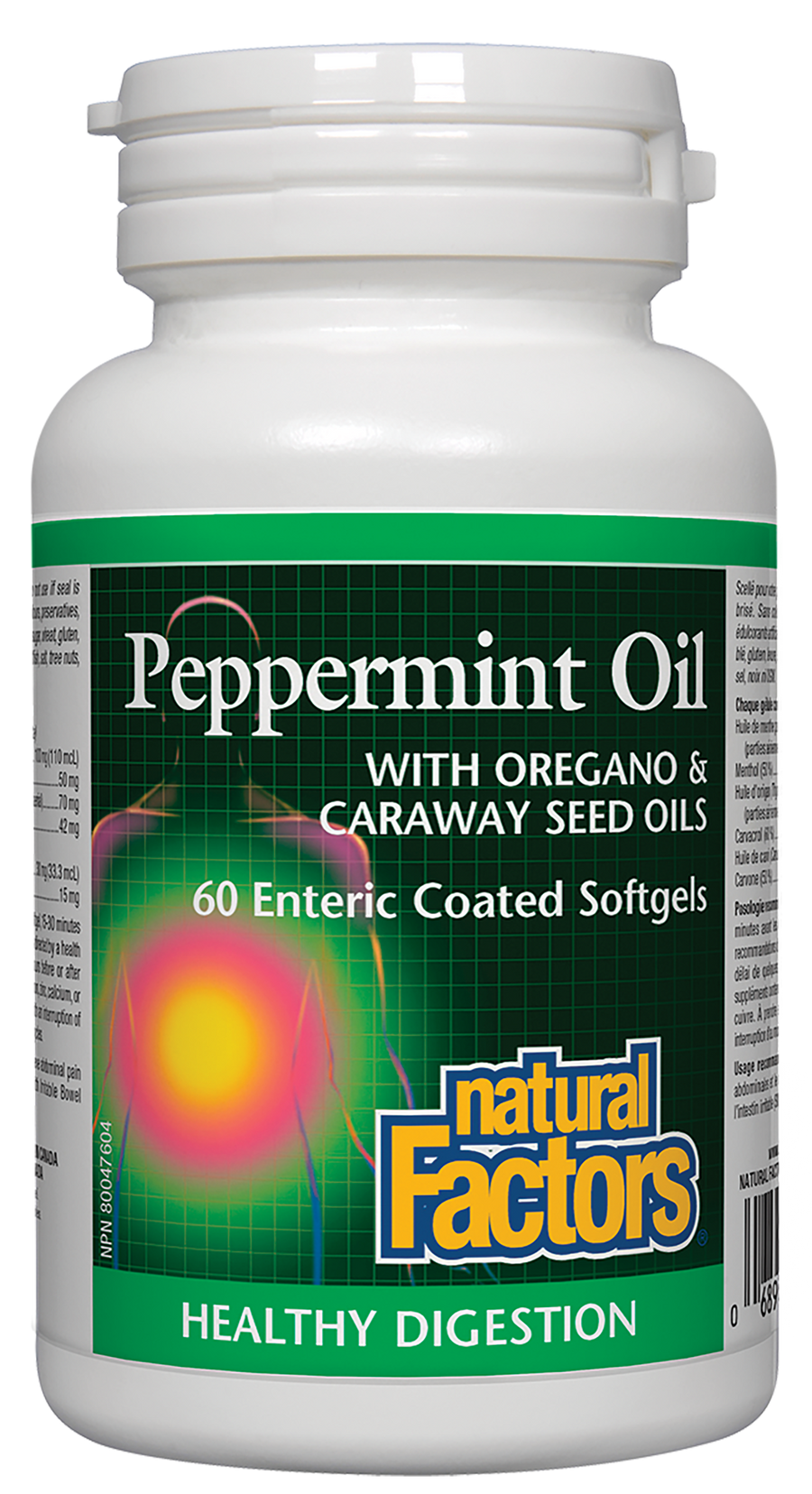Natural Factors Peppermint Oil 60 Enteric Coated Softgels