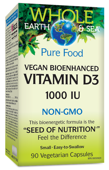 Whole Earth & Sea Vegan Bioenhanced Vitamin D3 1000 IU 90 Veg. Capsules