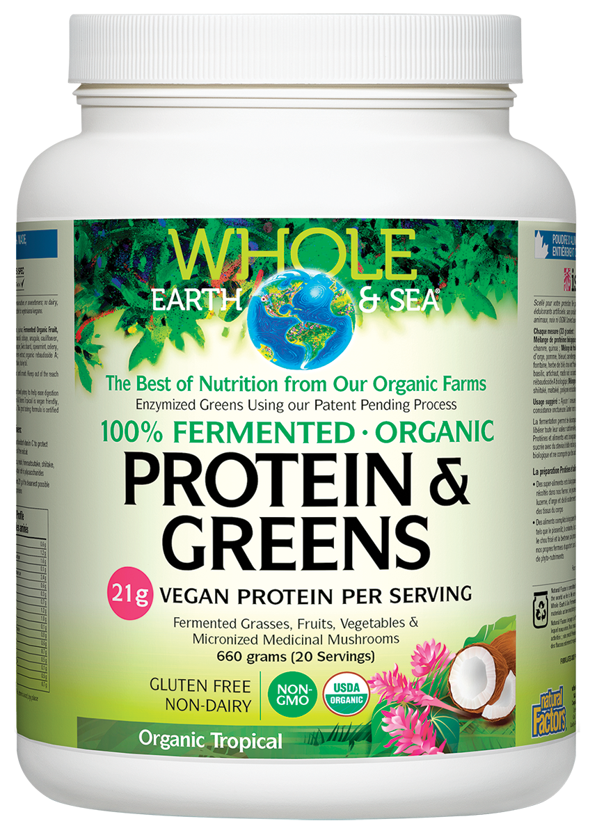Whole Earth & Sea Fermented Organic Protein & Greens, Organic Tropical 660g Powder