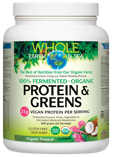 Whole Earth & Sea Fermented Organic Protein & Greens, Organic Tropical 660g Powder