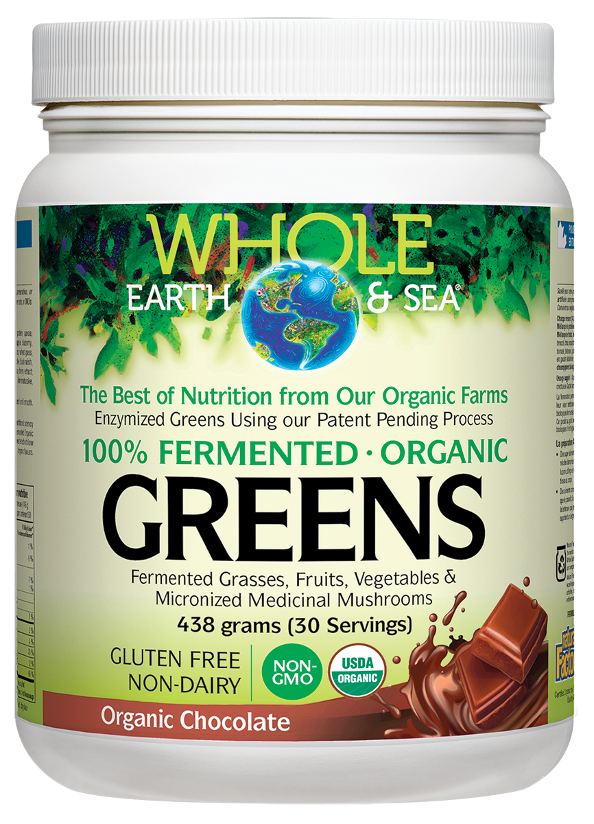 Whole Earth & Sea Fermented Organic Greens, Organic Chocolate 438g Powder