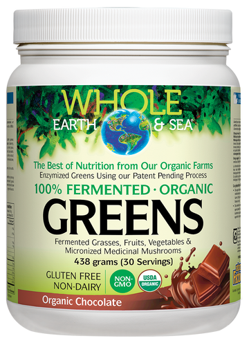 Whole Earth & Sea Fermented Organic Greens, Organic Chocolate 438g Powder
