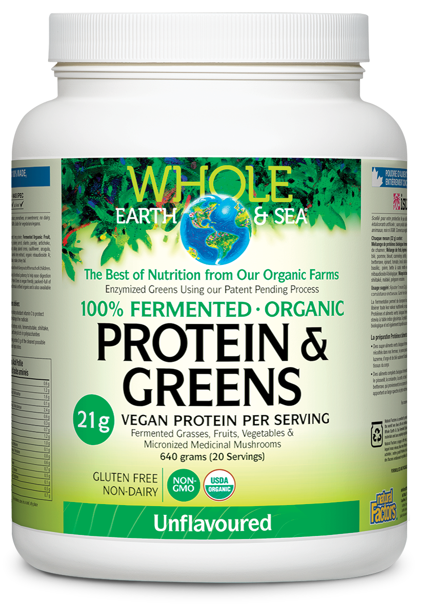 Whole Earth & Sea® Fermented Organic Protein & Greens, Unflavoured 640g Powder