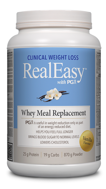 Natural Factors RealEasy with PGX Whey Meal Replacement Vanilla Flavour 870g Powder
