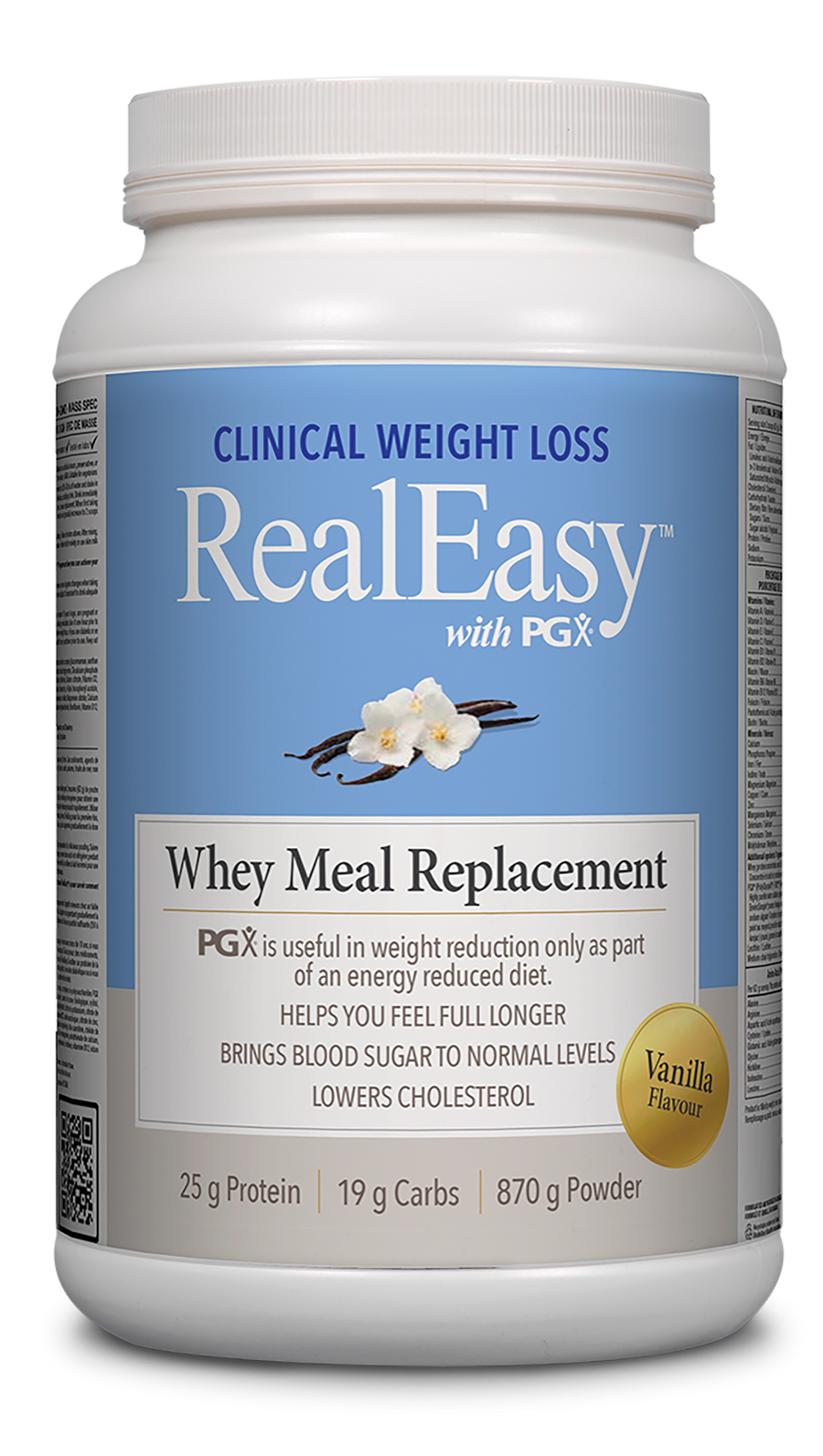 Natural Factors RealEasy with PGX Whey Meal Replacement Vanilla Flavour 870g Powder