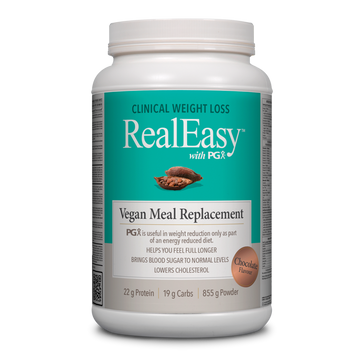 Natural Factors RealEasy with PGX Vegan Meal Replacement Chocolate Flavour 855g Powder
