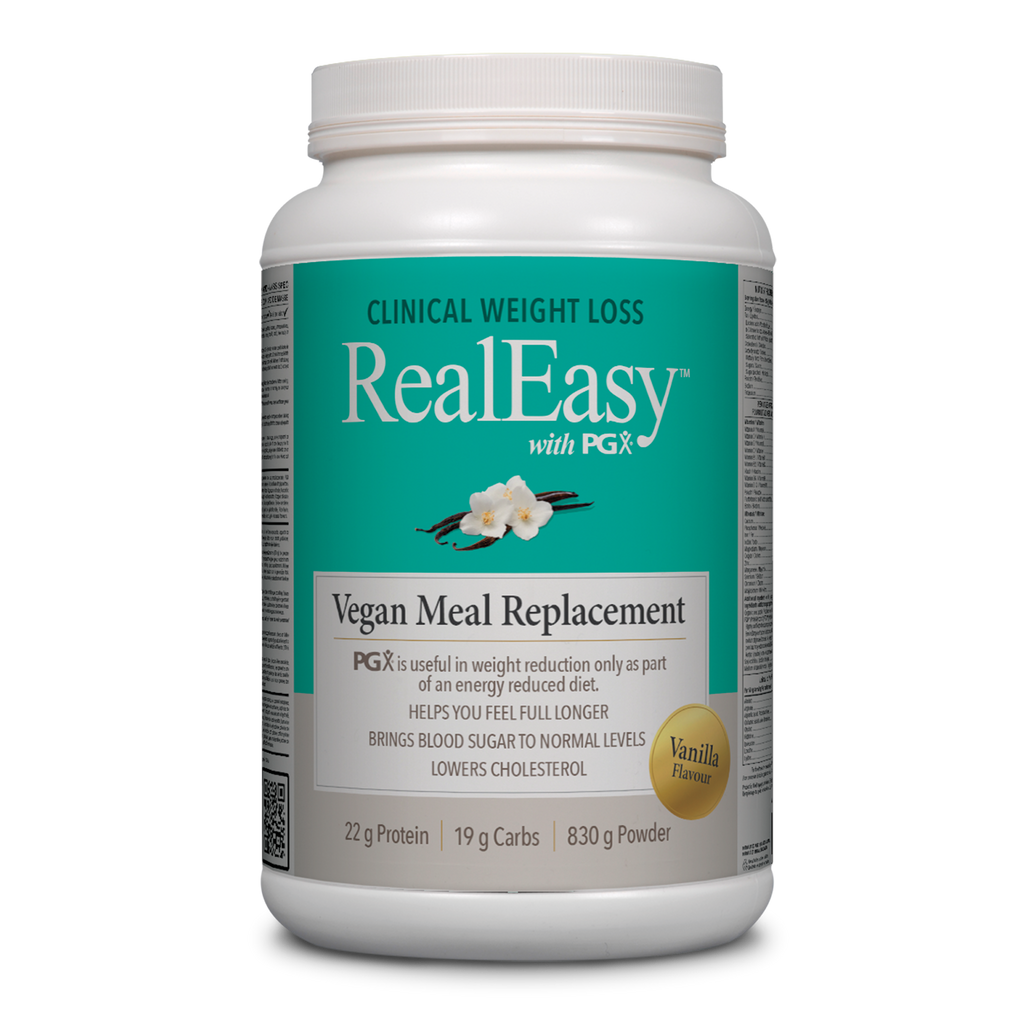 Natural Factors RealEasy with PGX Vegan Meal Replacement Vanilla Flavour 830g Powder