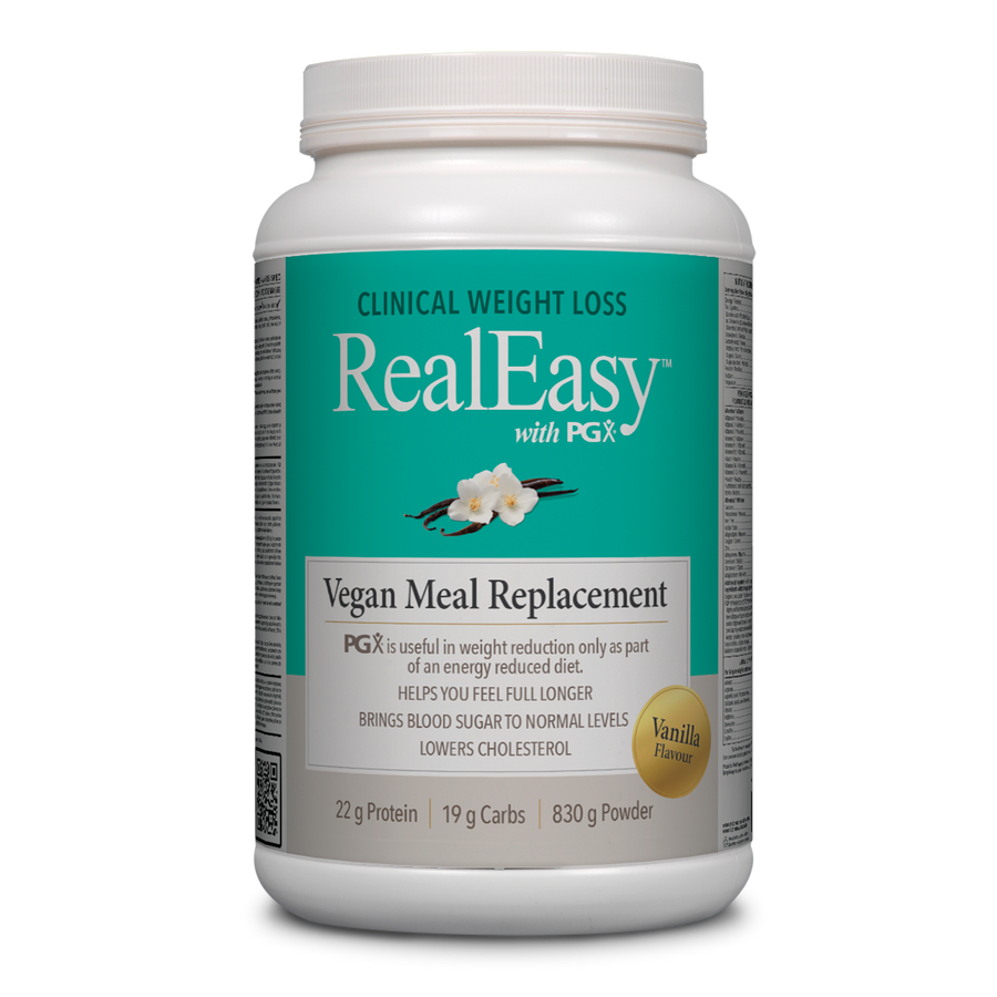 Natural Factors RealEasy with PGX Vegan Meal Replacement Vanilla Flavour 830g Powder