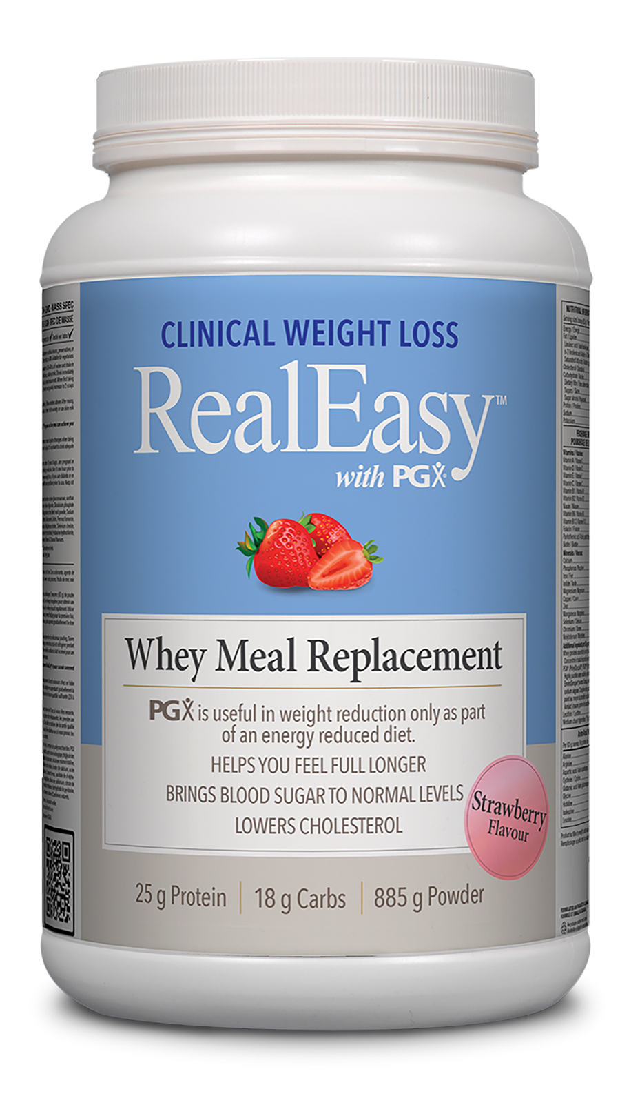 Natural Factors RealEasy with PGX Whey Meal Replacement, Strawberry Flavour 885 g Powder