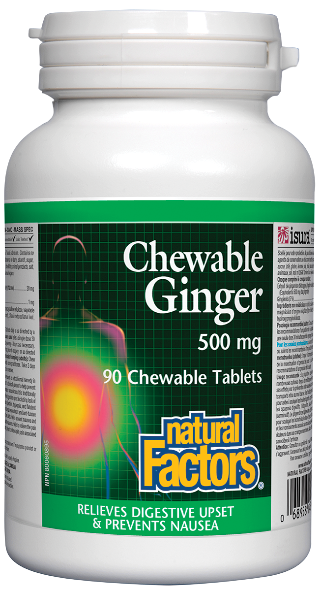Natural Factors Chewable Ginger 500 mg 90 Chewable Tablets