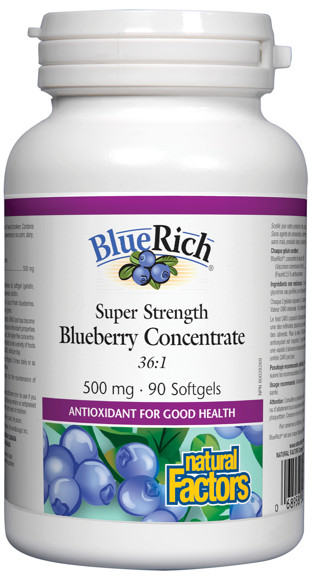 Natural Factors Blueberry Concentrate 500mg 90 Softgels
