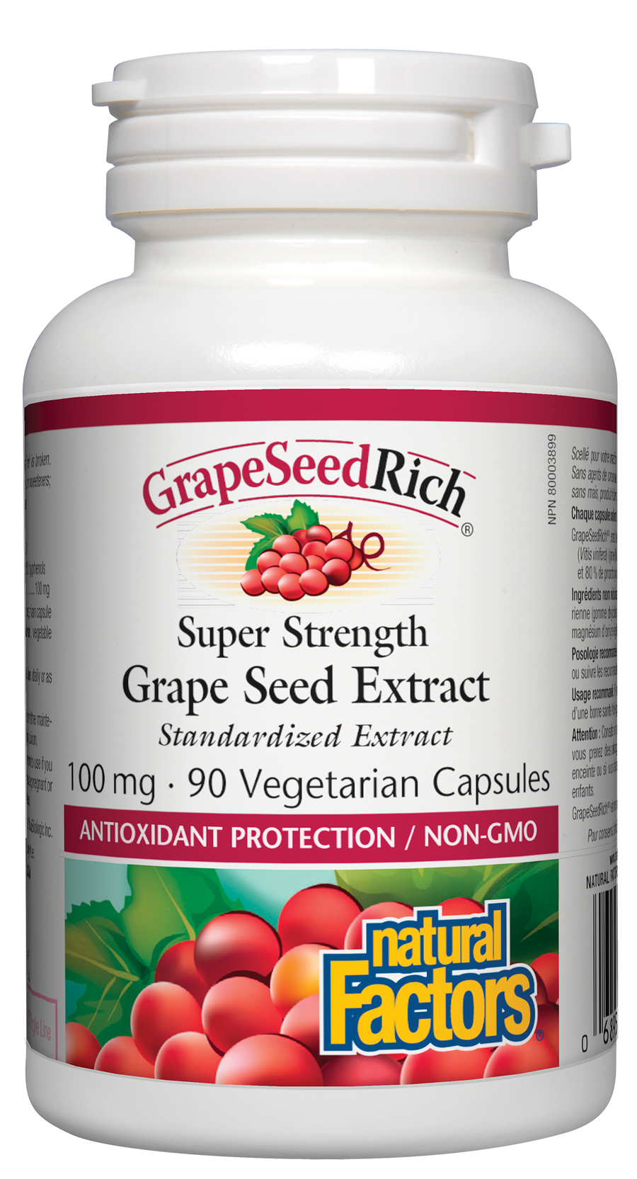 Natural Factors GrapeSeedRich Super Strength Grape Seed Extract 100 mg 90 Veg. Capsules