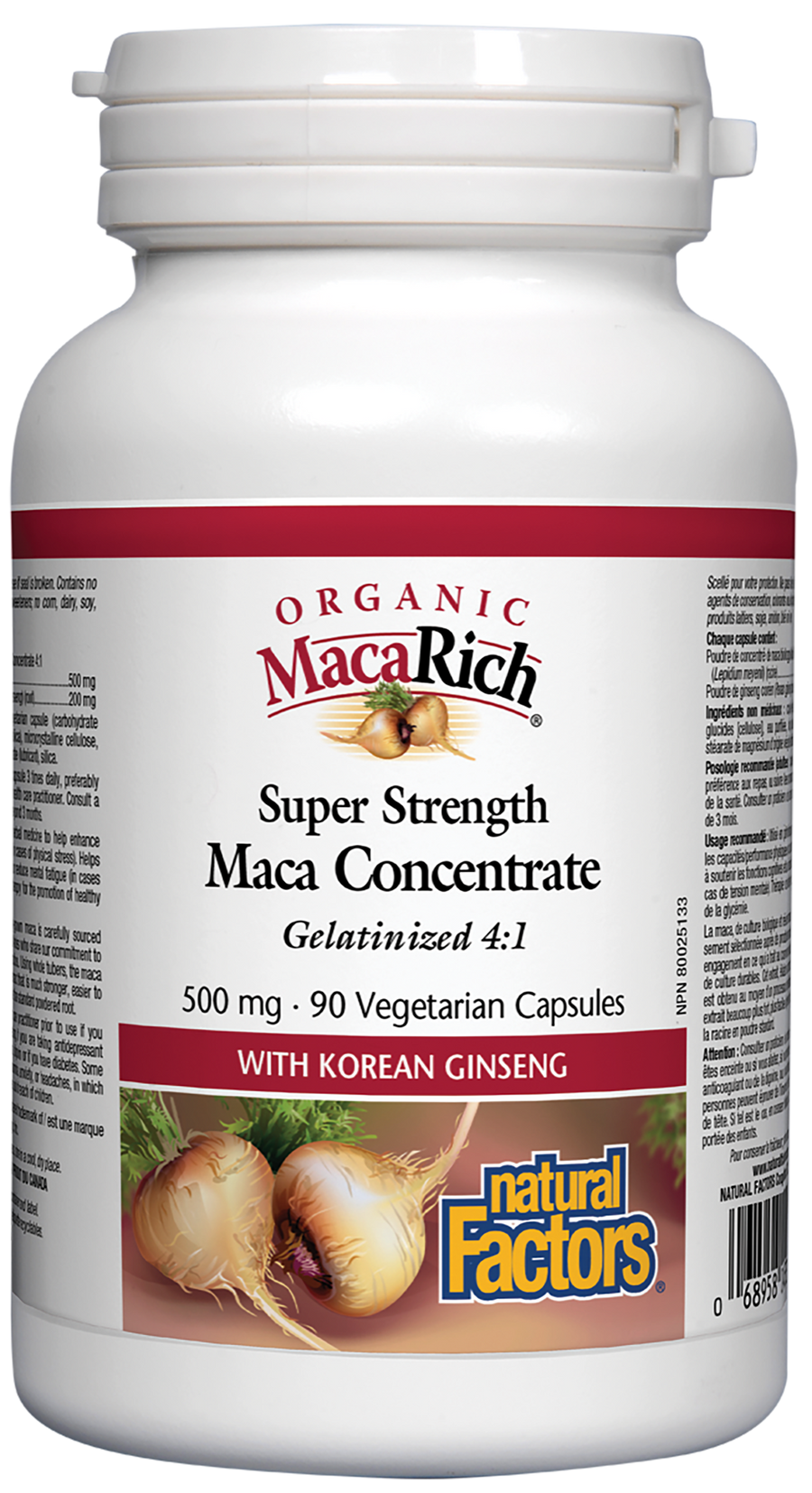 Natural Factors Organic MacaRich Super Strength Maca Concentrate 500 mg 90 Veg. Capsules
