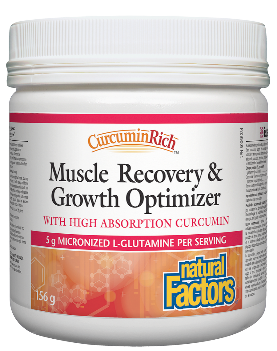 Natural Factors Muscle Recovery & Growth Optimizer With High Absorption Curcumin, CurcuminRich Powder 156 g