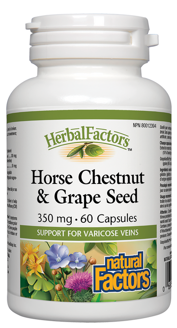 Natural Factors Horse Chestnut & Grape Seed 350mg 60 Capsules