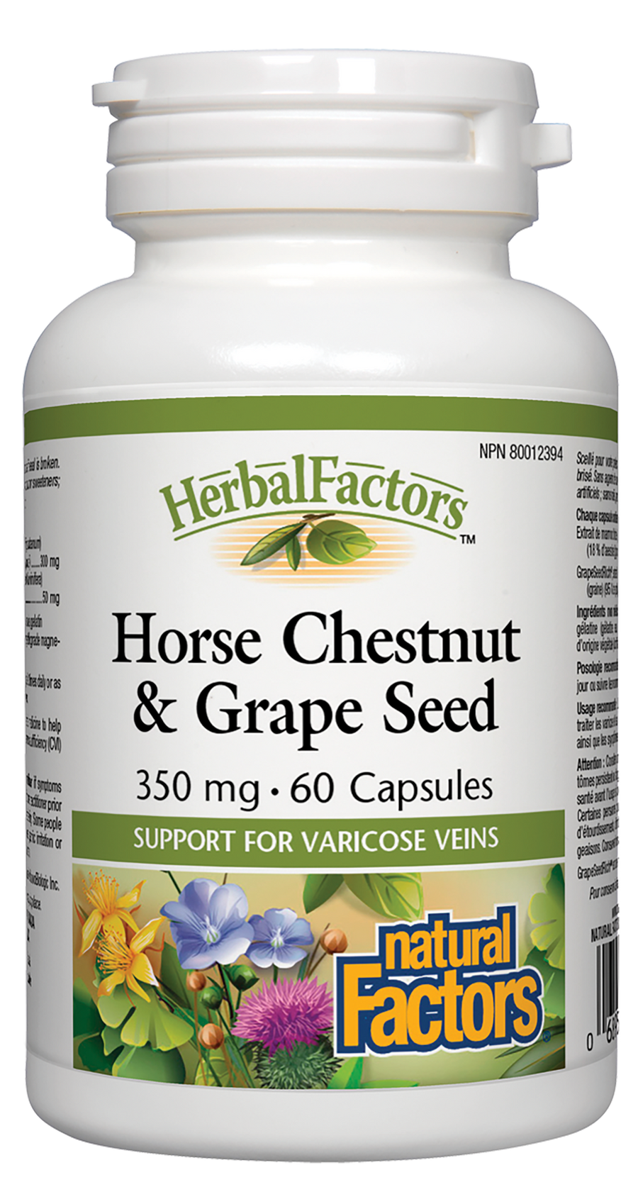 Natural Factors Horse Chestnut & Grape Seed, HerbalFactors 350mg 60 Capsules