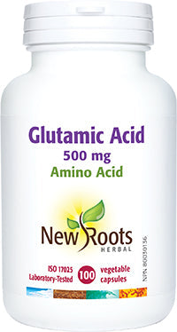 New Roots Glutamic Acid 500 mg Amino Acid 100 Veg. Capsules