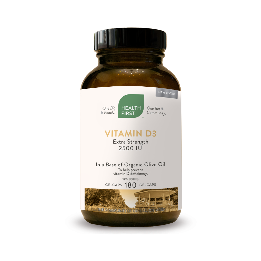 Health First Vitamin D3 Extra Strength 2,500 IU 180 Gel Caps