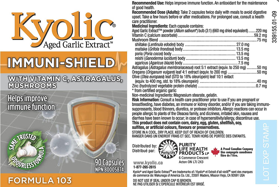 Kyolic Formula 103 Immuni-Shield Formula 180 Capsules