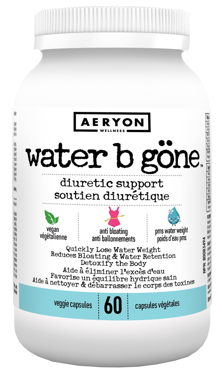 Aeryon Wellness Water B gone 60 Veg. Capsules
