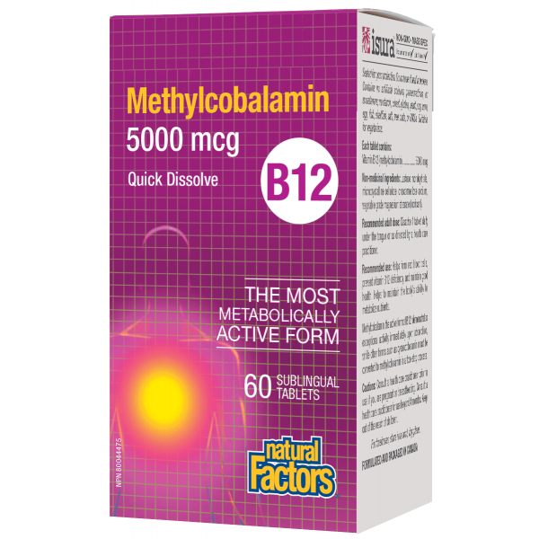 Natural Factors B12 Methylcobalamin 5000mcg 60 Sublingual Tablets