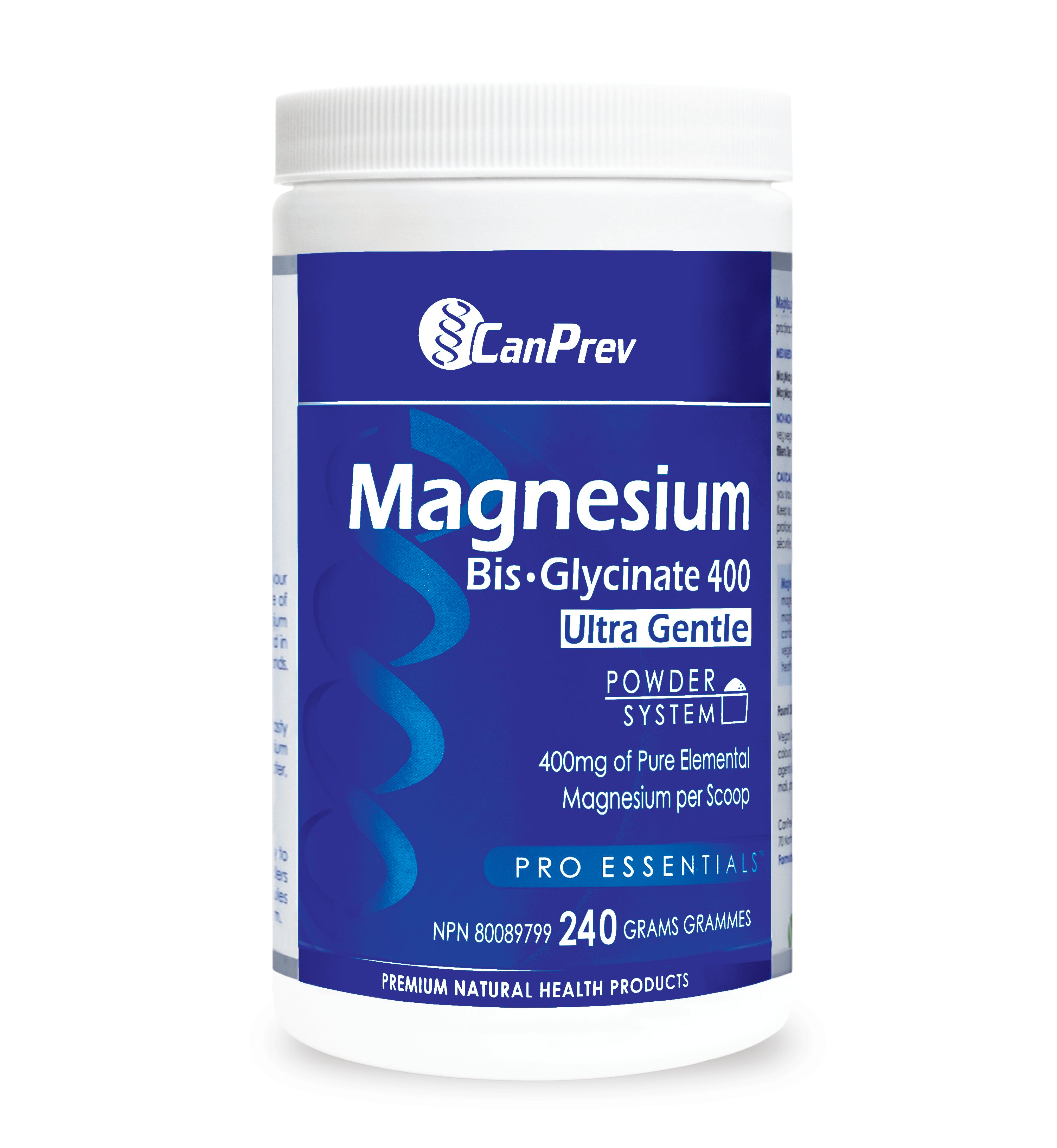 CanPrev Magnesium BisGlycinate 400 Ultra Gentle 240g Powder Natural