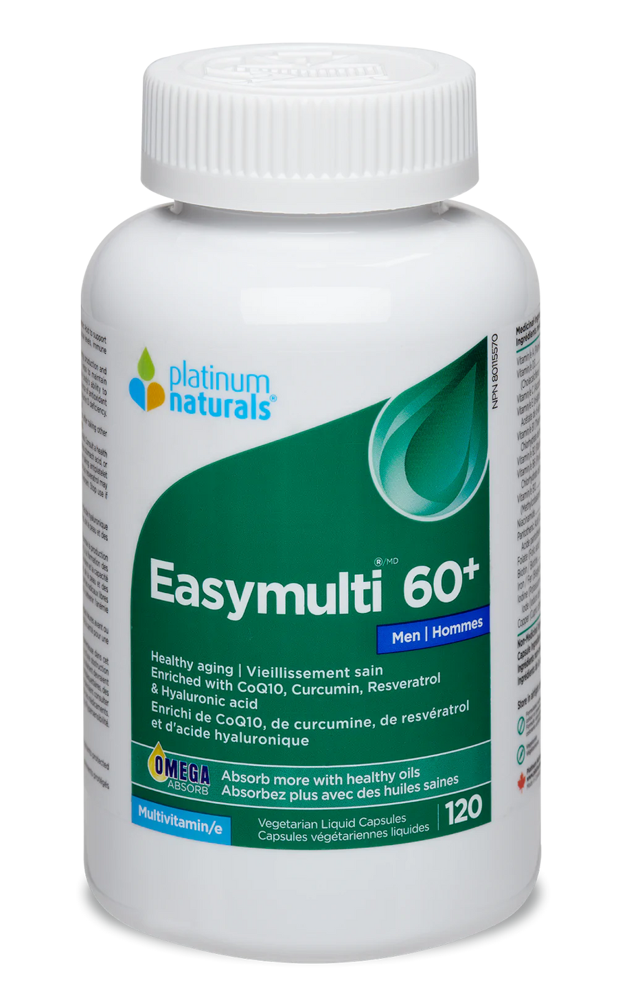 Platinum Naturals Easymulti 60+ for Men Veg. Liquid Capsules