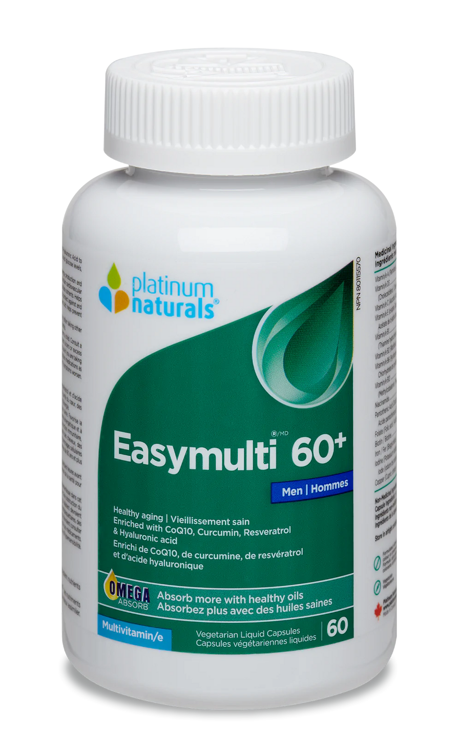 Platinum Naturals Easymulti 60+ for Men Veg. Liquid Capsules