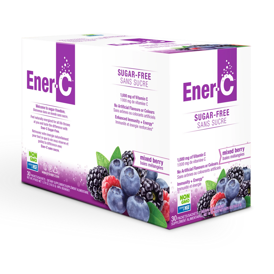 Ener-C Sugar Free Drink Mix 1,000mg of Vitamin C Mixed Berry 30 Packets